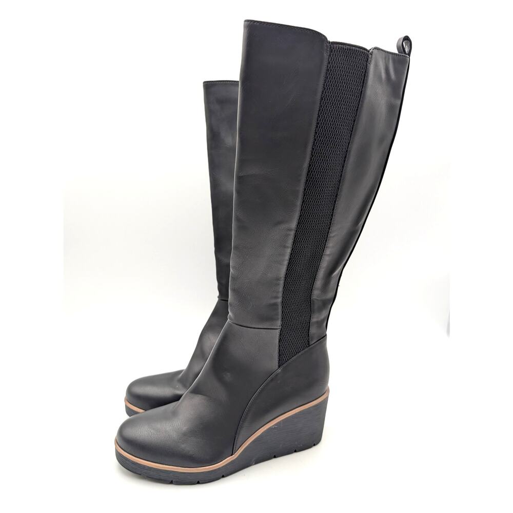 Soul Naturalizer Adrian Knee High Wedge Boots Women's Black Size US7W EU37